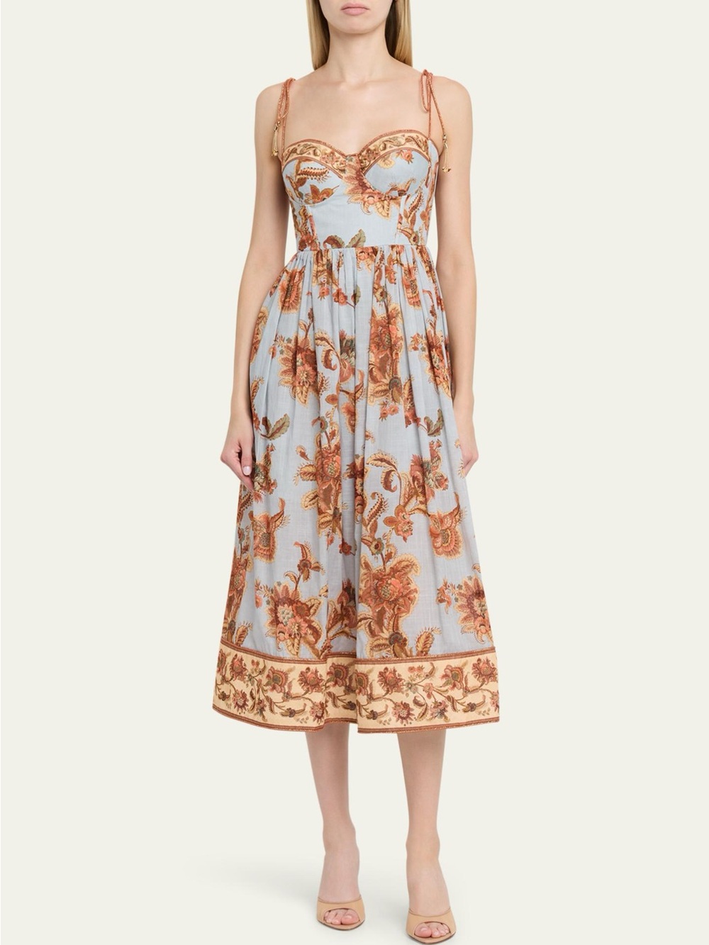 Zimmermann Aster Corset Midi Cotton Dress